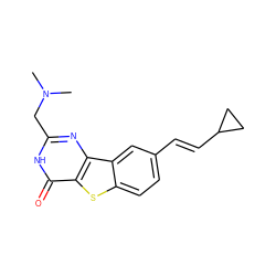 CN(C)Cc1nc2c(sc3ccc(/C=C/C4CC4)cc32)c(=O)[nH]1 ZINC000044715907