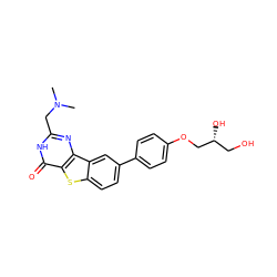 CN(C)Cc1nc2c(sc3ccc(-c4ccc(OC[C@H](O)CO)cc4)cc32)c(=O)[nH]1 ZINC000045289954