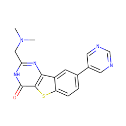 CN(C)Cc1nc2c(sc3ccc(-c4cncnc4)cc32)c(=O)[nH]1 ZINC000045284394