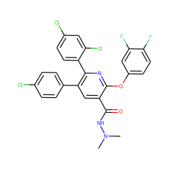 CN(C)NC(=O)c1cc(-c2ccc(Cl)cc2)c(-c2ccc(Cl)cc2Cl)nc1Oc1ccc(F)c(F)c1 ZINC000028903096