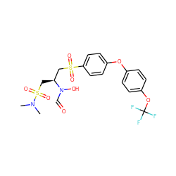 CN(C)S(=O)(=O)C[C@@H](CS(=O)(=O)c1ccc(Oc2ccc(OC(F)(F)F)cc2)cc1)N(O)C=O ZINC000026389091