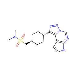 CN(C)S(=O)(=O)C[C@H]1CC[C@H](c2nnn3cnc4[nH]ccc4c23)CC1 ZINC001772613845