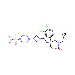 CN(C)S(=O)(=O)N1CCN(C2CN(CC[C@@]3(c4ccc(Cl)c(Cl)c4)CCC(=O)N(CC4CC4)C3)C2)CC1 ZINC000027563249