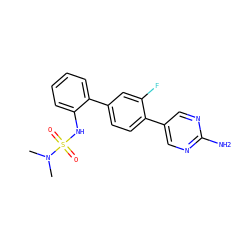 CN(C)S(=O)(=O)Nc1ccccc1-c1ccc(-c2cnc(N)nc2)c(F)c1 ZINC000224751498
