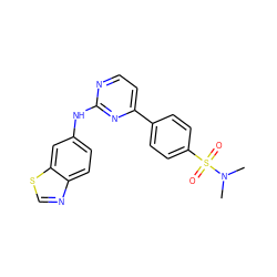 CN(C)S(=O)(=O)c1ccc(-c2ccnc(Nc3ccc4ncsc4c3)n2)cc1 ZINC000029042688