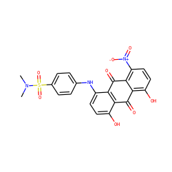 CN(C)S(=O)(=O)c1ccc(Nc2ccc(O)c3c2C(=O)c2c([N+](=O)[O-])ccc(O)c2C3=O)cc1 ZINC000033363604