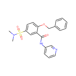 CN(C)S(=O)(=O)c1ccc(OCc2ccccc2)c(C(=O)Nc2cccnc2)c1 ZINC000166434523