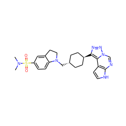 CN(C)S(=O)(=O)c1ccc2c(c1)CCN2C[C@H]1CC[C@H](c2nnn3cnc4[nH]ccc4c23)CC1 ZINC001772621728