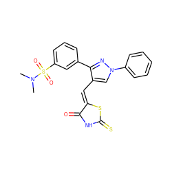 CN(C)S(=O)(=O)c1cccc(-c2nn(-c3ccccc3)cc2/C=C2\SC(=S)NC2=O)c1 ZINC000017245754