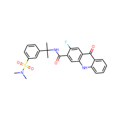 CN(C)S(=O)(=O)c1cccc(C(C)(C)NC(=O)c2cc3[nH]c4ccccc4c(=O)c3cc2F)c1 ZINC000014970337