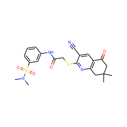 CN(C)S(=O)(=O)c1cccc(NC(=O)CSc2nc3c(cc2C#N)C(=O)CC(C)(C)C3)c1 ZINC000008774651