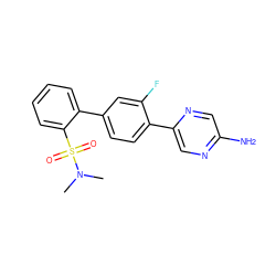 CN(C)S(=O)(=O)c1ccccc1-c1ccc(-c2cnc(N)cn2)c(F)c1 ZINC000212117120
