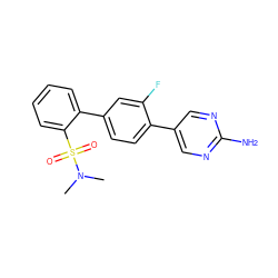 CN(C)S(=O)(=O)c1ccccc1-c1ccc(-c2cnc(N)nc2)c(F)c1 ZINC000224766455