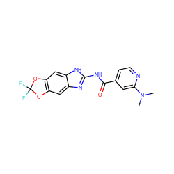 CN(C)c1cc(C(=O)Nc2nc3cc4c(cc3[nH]2)OC(F)(F)O4)ccn1 ZINC000299829696