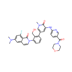 CN(C)c1cc(F)c2c(=O)n(-c3cccc(-c4cc(Nc5ccc(C(=O)N6CCOCC6)cn5)c(=O)n(C)c4)c3CO)ccc2c1 ZINC000116946601