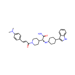 CN(C)c1ccc(/C=C/C(=O)N2CCC([C@H](NC3CCC(c4c[nH]c5ccccc45)CC3)C(N)=O)CC2)cc1 ZINC000073166314