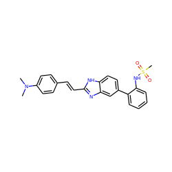 CN(C)c1ccc(/C=C/c2nc3cc(-c4ccccc4NS(C)(=O)=O)ccc3[nH]2)cc1 ZINC000117160293