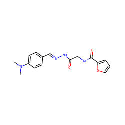 CN(C)c1ccc(/C=N/NC(=O)CNC(=O)c2ccco2)cc1 ZINC000001880823