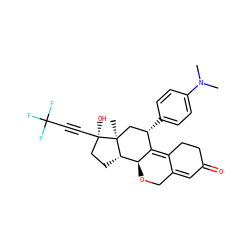 CN(C)c1ccc([C@H]2C[C@@]3(C)[C@@H](CC[C@@]3(O)C#CC(F)(F)F)[C@@H]3OCC4=CC(=O)CCC4=C32)cc1 ZINC000028703594