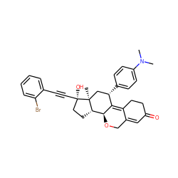 CN(C)c1ccc([C@H]2C[C@@]3(C)[C@@H](CC[C@@]3(O)C#Cc3ccccc3Br)[C@@H]3OCC4=CC(=O)CCC4=C32)cc1 ZINC000028818019