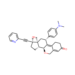 CN(C)c1ccc([C@H]2C[C@@]3(C)[C@@H](CC[C@@]3(O)C#Cc3ccccn3)[C@@H]3OCC4=CC(=O)CCC4=C32)cc1 ZINC000028818213