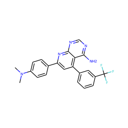 CN(C)c1ccc(-c2cc(-c3cccc(C(F)(F)F)c3)c3c(N)ncnc3n2)cc1 ZINC000027981247