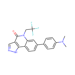 CN(C)c1ccc(-c2ccc3c4[nH]ncc4c(=O)n(CC(F)(F)F)c3c2)cc1 ZINC000205096589