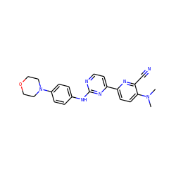 CN(C)c1ccc(-c2ccnc(Nc3ccc(N4CCOCC4)cc3)n2)nc1C#N ZINC000221978069