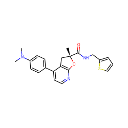 CN(C)c1ccc(-c2ccnc3c2C[C@](C)(C(=O)NCc2cccs2)O3)cc1 ZINC000061897337