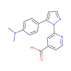 CN(C)c1ccc(-c2ccnn2-c2cc(C(=O)O)ccn2)cc1 ZINC000146456965