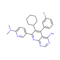 CN(C)c1ccc(-c2nc3ncnc(N)c3c(-c3cccc(Br)c3)c2C2CCCCC2)cn1 ZINC000013529860