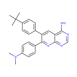 CN(C)c1ccc(-c2nc3ncnc(N)c3cc2-c2ccc(C(C)(C)C)cc2)cc1 ZINC000003814325