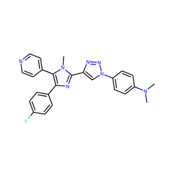 CN(C)c1ccc(-n2cc(-c3nc(-c4ccc(F)cc4)c(-c4ccncc4)n3C)nn2)cc1 ZINC000103258522