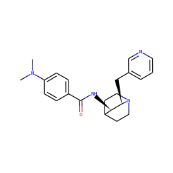 CN(C)c1ccc(C(=O)N[C@@H]2C3CCN(CC3)[C@@H]2Cc2cccnc2)cc1 ZINC000028524937