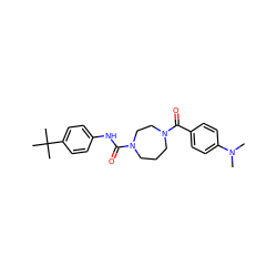 CN(C)c1ccc(C(=O)N2CCCN(C(=O)Nc3ccc(C(C)(C)C)cc3)CC2)cc1 ZINC000071318857