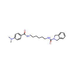 CN(C)c1ccc(C(=O)NCCCCCCNC(=O)N2Cc3ccccc3C2)cc1 ZINC000167181250