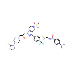 CN(C)c1ccc(C(=O)NCCSc2cc(-c3nn(C[C@H](O)CN4CCC(N5CCCC5=O)CC4)c4c3CN(S(C)(=O)=O)CC4)ccc2C(F)(F)F)cc1 ZINC000095538398