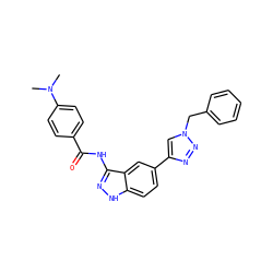 CN(C)c1ccc(C(=O)Nc2n[nH]c3ccc(-c4cn(Cc5ccccc5)nn4)cc23)cc1 ZINC000063539996