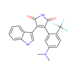 CN(C)c1ccc(C(F)(F)F)c(C2=C(c3c[nH]c4ccccc34)C(=O)NC2=O)c1 ZINC000066104079