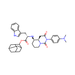 CN(C)c1ccc(N2C(=O)C[C@@H]3[C@H](N[C@@H](Cc4c[nH]c5ccccc45)C(=O)OC4C5CC6CC(C5)CC4C6)CCCN3C2=O)cc1 ZINC000028460447