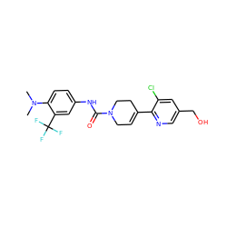 CN(C)c1ccc(NC(=O)N2CC=C(c3ncc(CO)cc3Cl)CC2)cc1C(F)(F)F ZINC000141057184