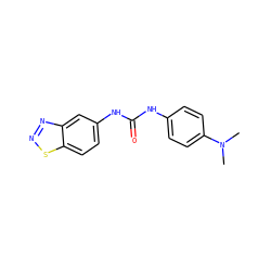 CN(C)c1ccc(NC(=O)Nc2ccc3snnc3c2)cc1 ZINC000000270054