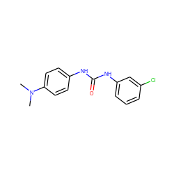 CN(C)c1ccc(NC(=O)Nc2cccc(Cl)c2)cc1 ZINC000000158166