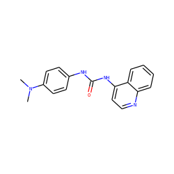 CN(C)c1ccc(NC(=O)Nc2ccnc3ccccc23)cc1 ZINC000000017785