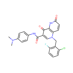 CN(C)c1ccc(NC(=O)c2cn(Cc3c(F)cccc3Cl)c3ccc(=O)[nH]c3c2=O)cc1 ZINC000073140845