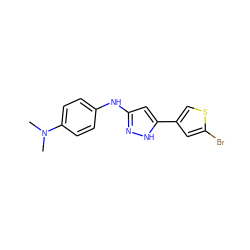 CN(C)c1ccc(Nc2cc(-c3csc(Br)c3)[nH]n2)cc1 ZINC000063539464