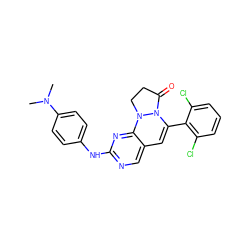 CN(C)c1ccc(Nc2ncc3c(n2)N2CCC(=O)N2C(c2c(Cl)cccc2Cl)=C3)cc1 ZINC000052961847