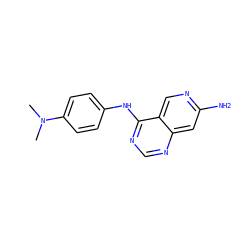 CN(C)c1ccc(Nc2ncnc3cc(N)ncc23)cc1 ZINC000013743451