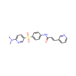 CN(C)c1ccc(S(=O)(=O)c2ccc(NC(=O)/C=C/c3cccnc3)cc2)cn1 ZINC000224949964