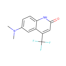 CN(C)c1ccc2[nH]c(=O)cc(C(F)(F)F)c2c1 ZINC000014968243